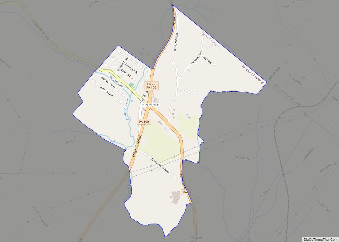 Map of Hereford CDP, Pennsylvania