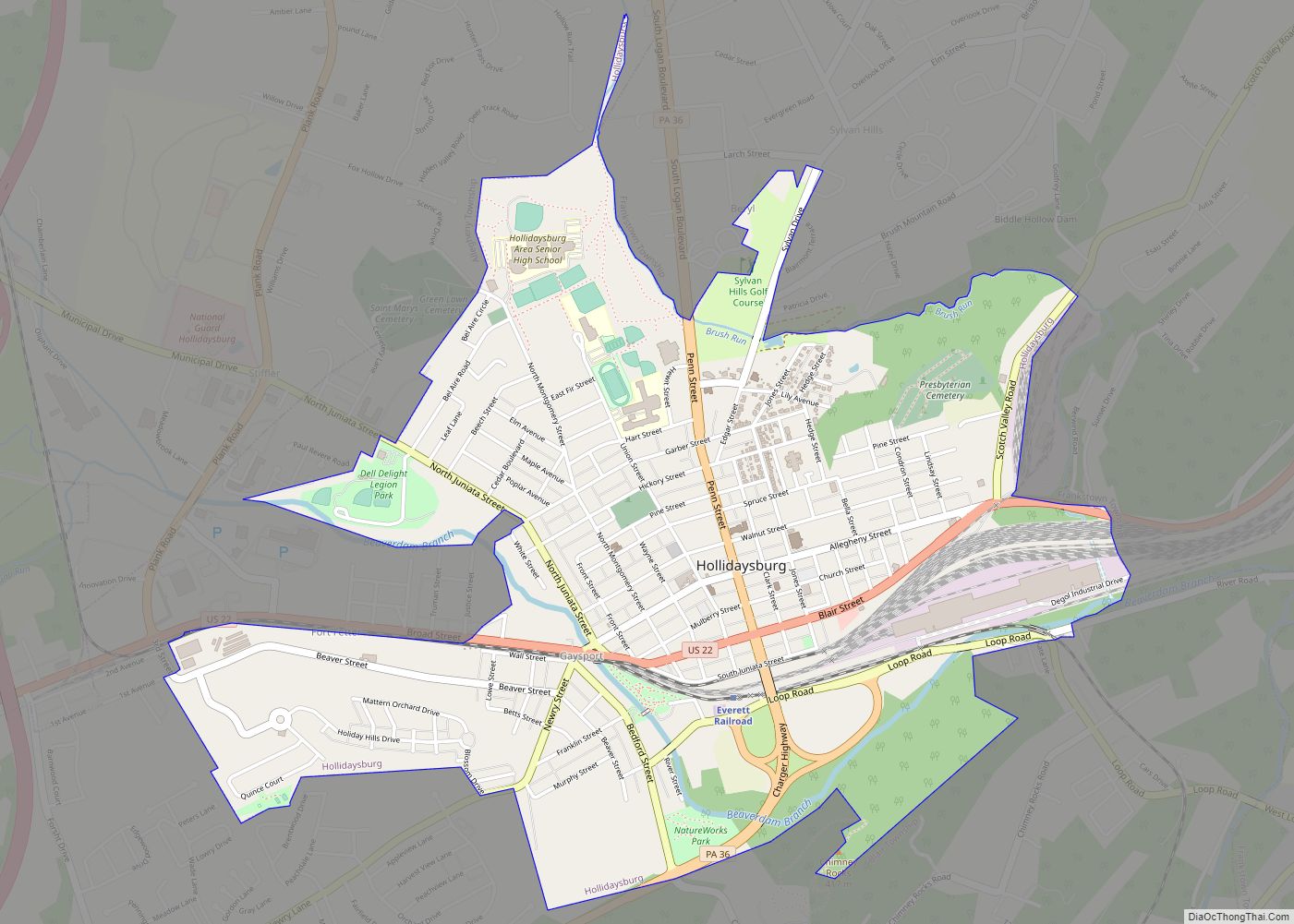 Map of Hollidaysburg borough