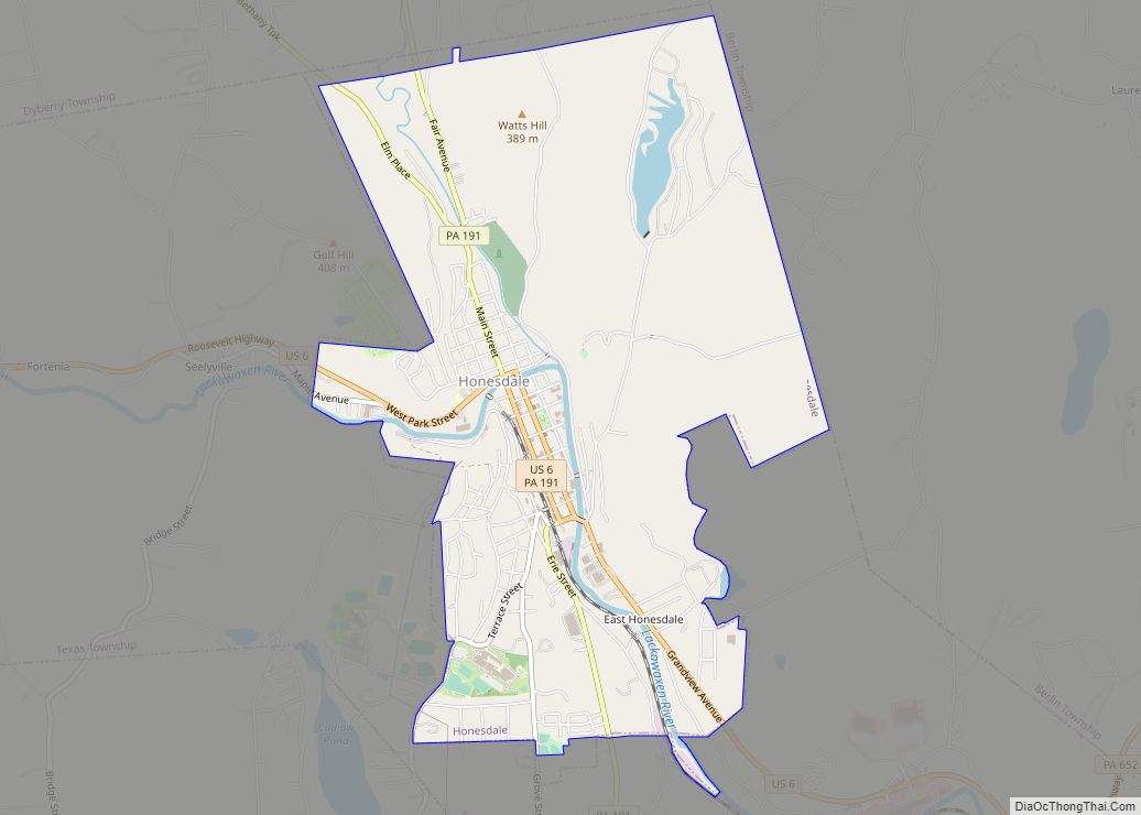 Map of Honesdale borough