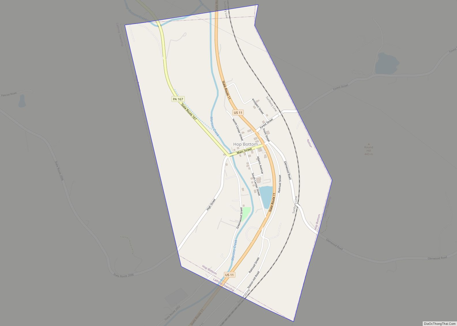 Map of Hop Bottom borough