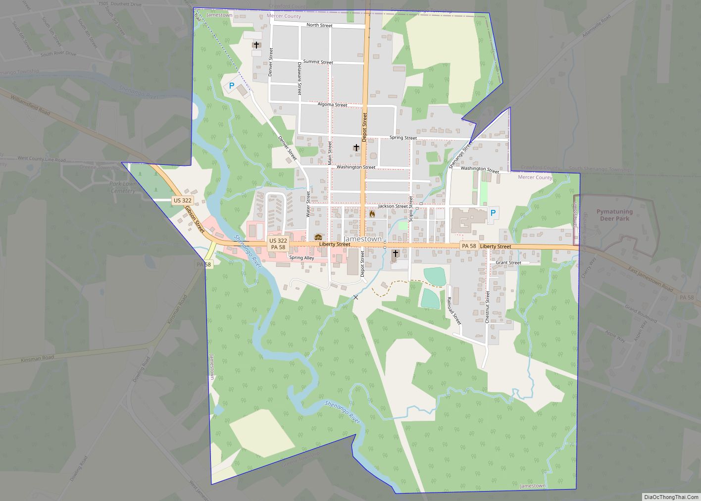 Map of Jamestown borough, Pennsylvania