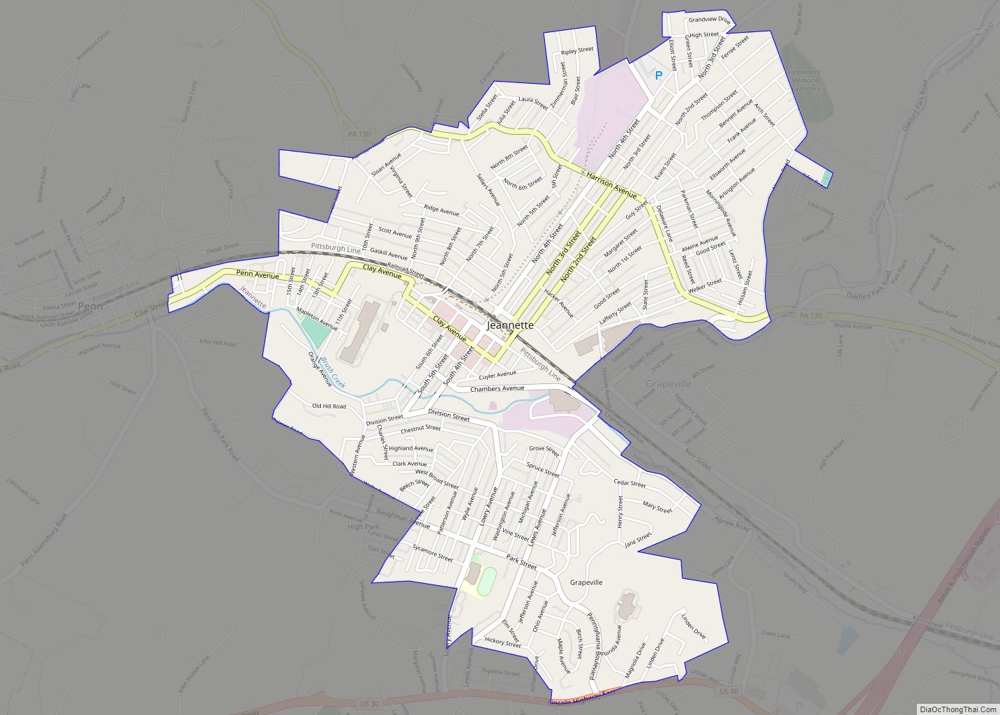 Map of Jeannette city