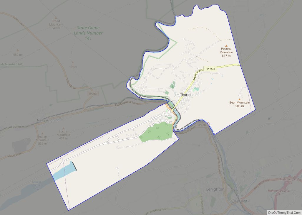 Map of Jim Thorpe borough