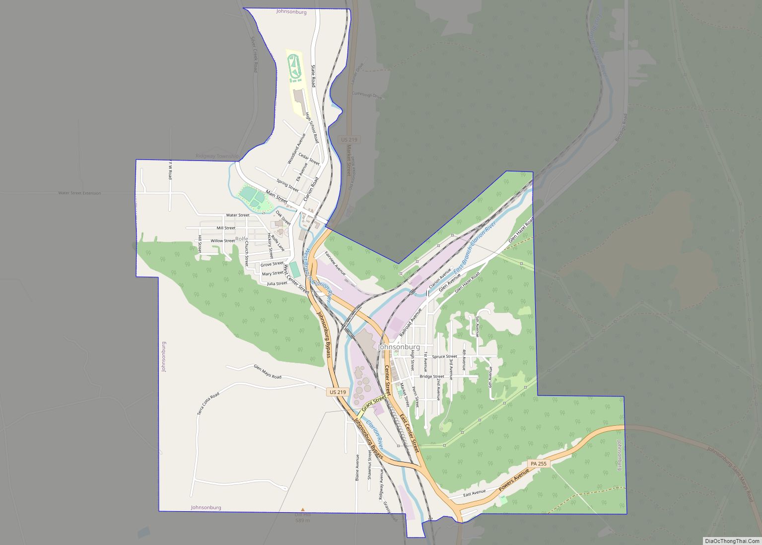 Map of Johnsonburg borough, Pennsylvania