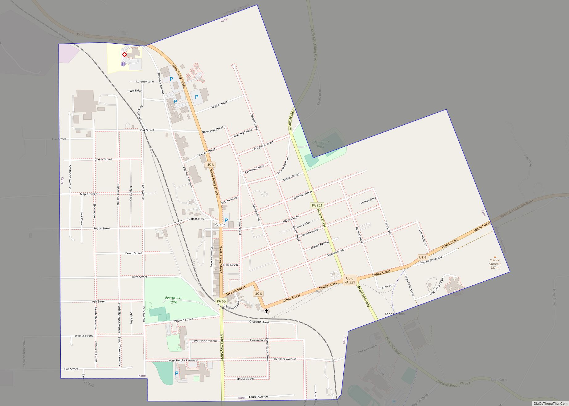 Map of Kane borough, Pennsylvania