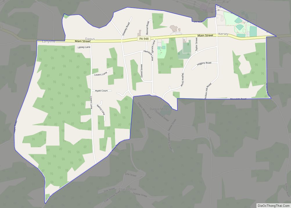 Map of Kersey CDP, Pennsylvania