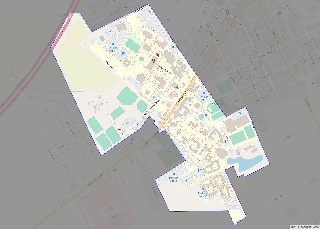 Map of Kutztown University CDP