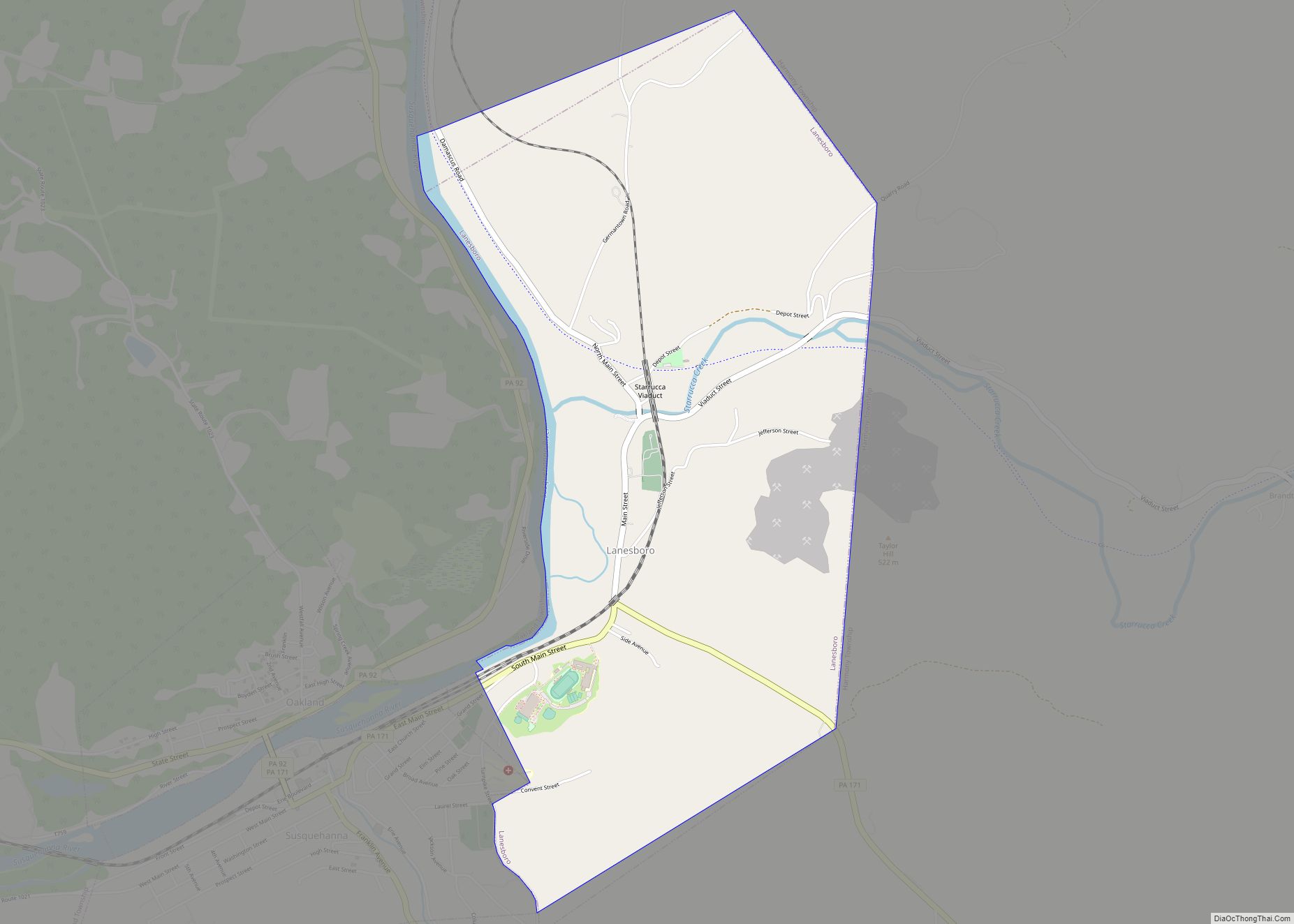 Map of Lanesboro borough, Pennsylvania