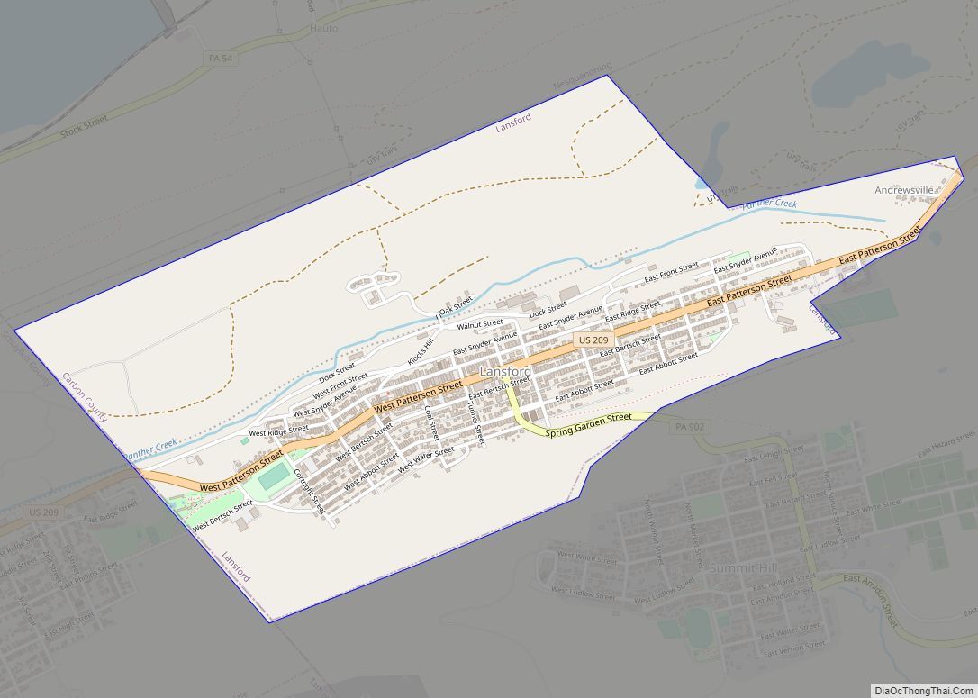 Map of Lansford borough, Pennsylvania