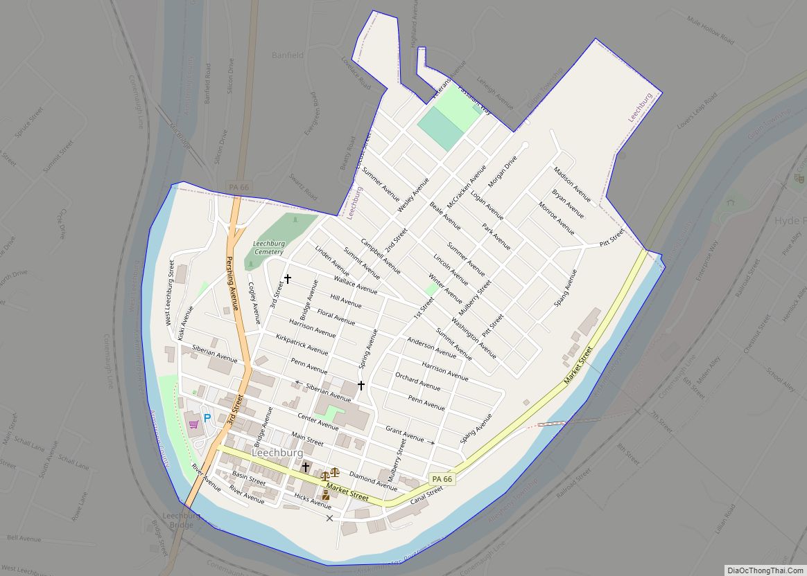 Map of Leechburg borough