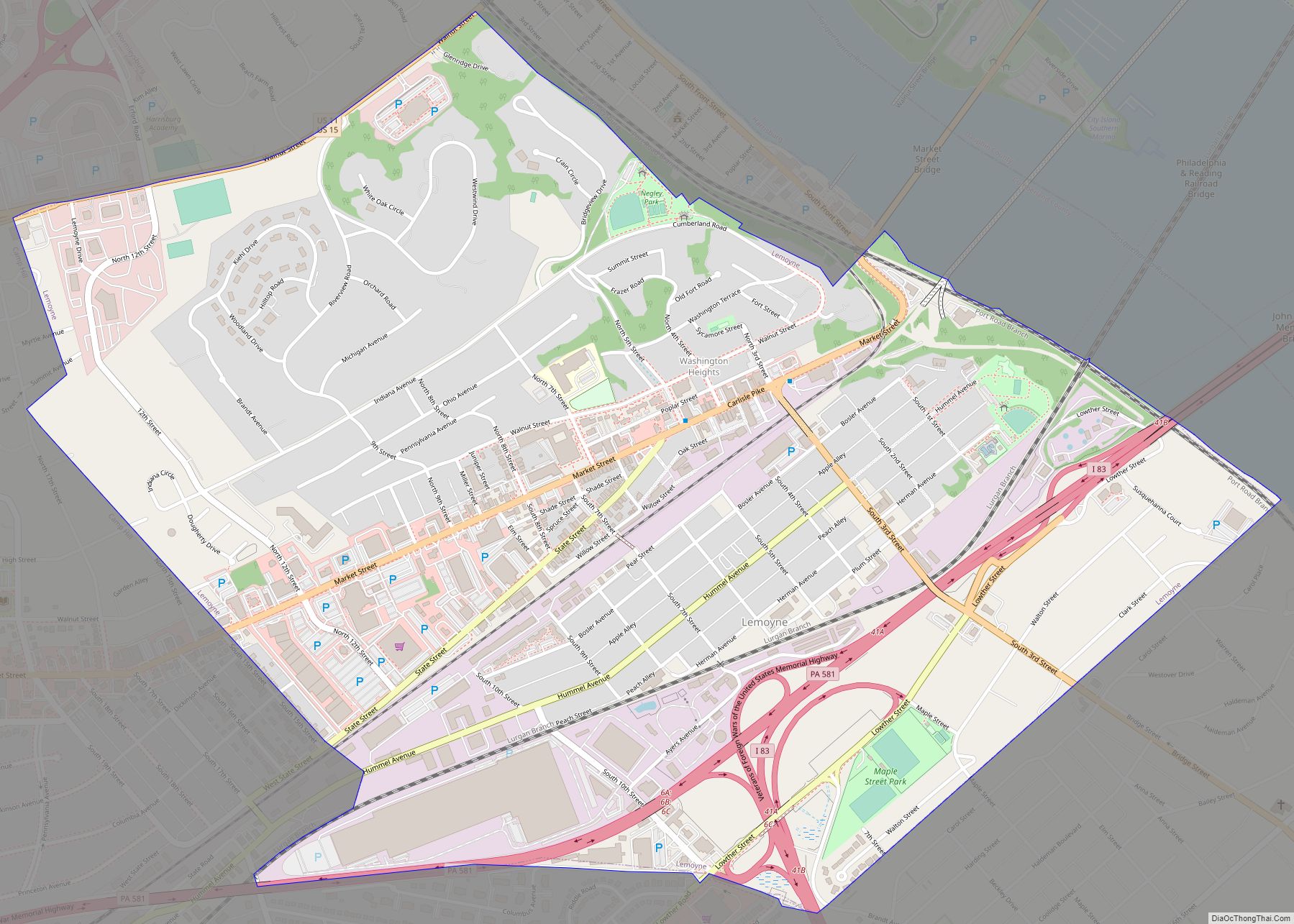 Map of Lemoyne borough, Pennsylvania