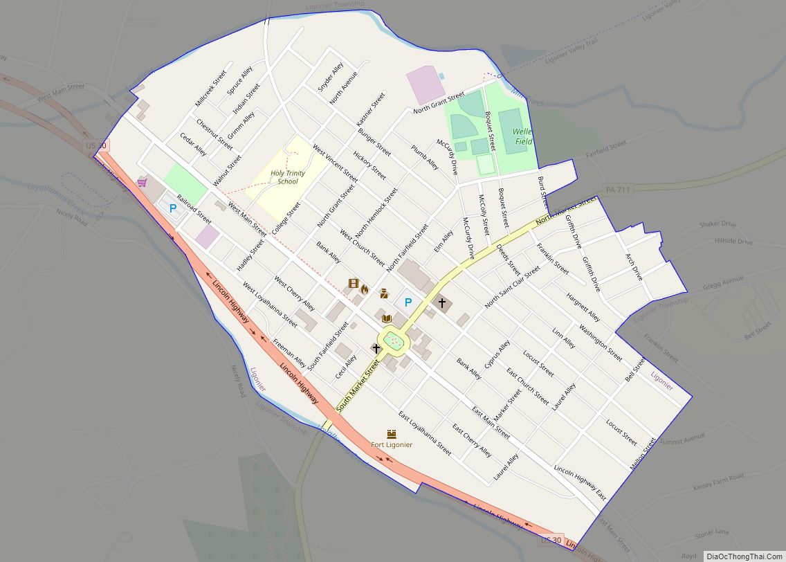 Map of Ligonier borough, Pennsylvania