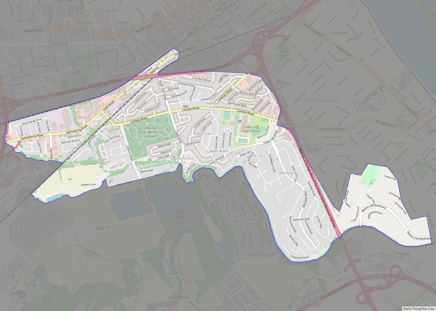 Map of Lower Allen CDP