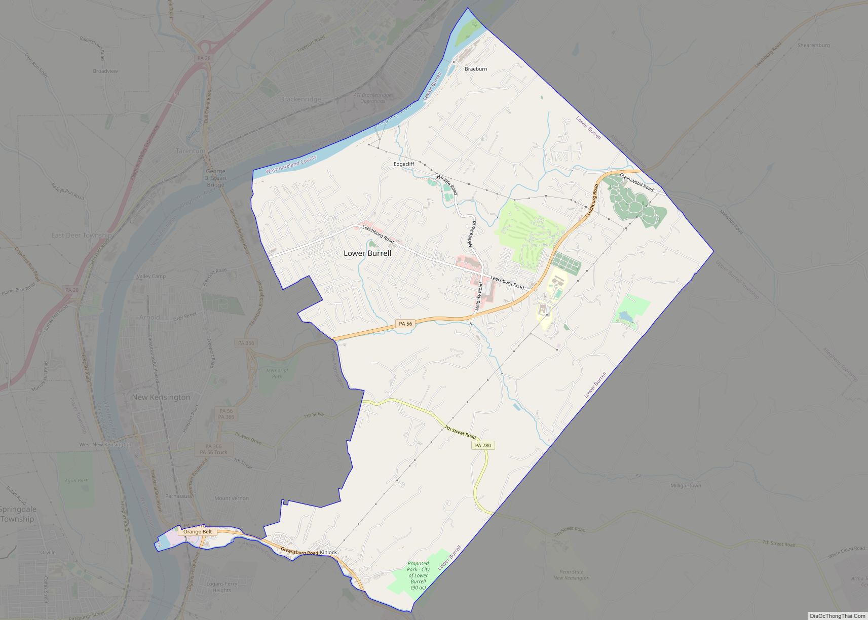 Map of Lower Burrell city
