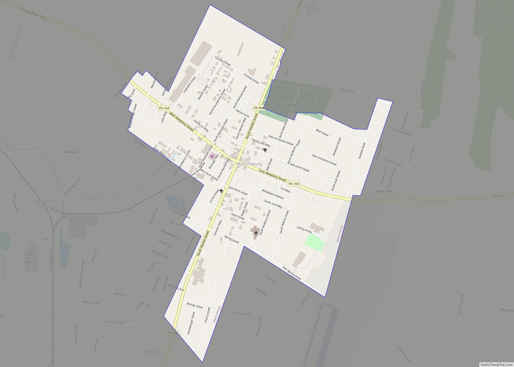 Map of Martinsburg borough, Pennsylvania