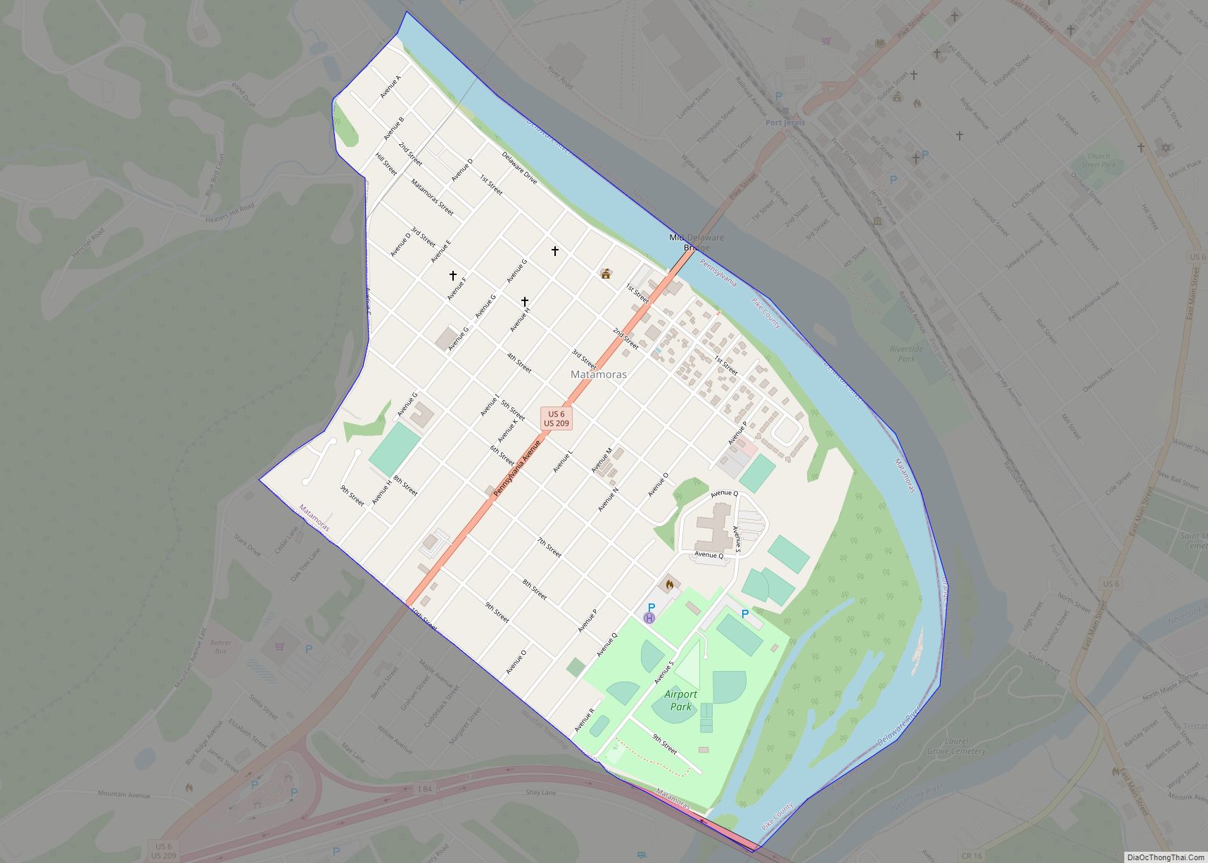 Map of Matamoras borough, Pennsylvania