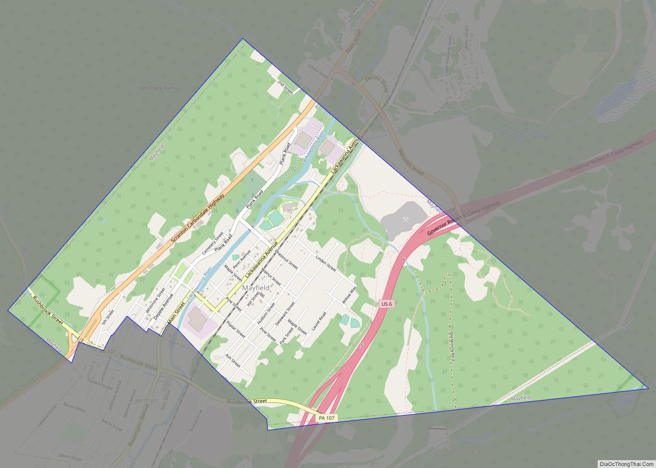 Map of Mayfield borough, Pennsylvania