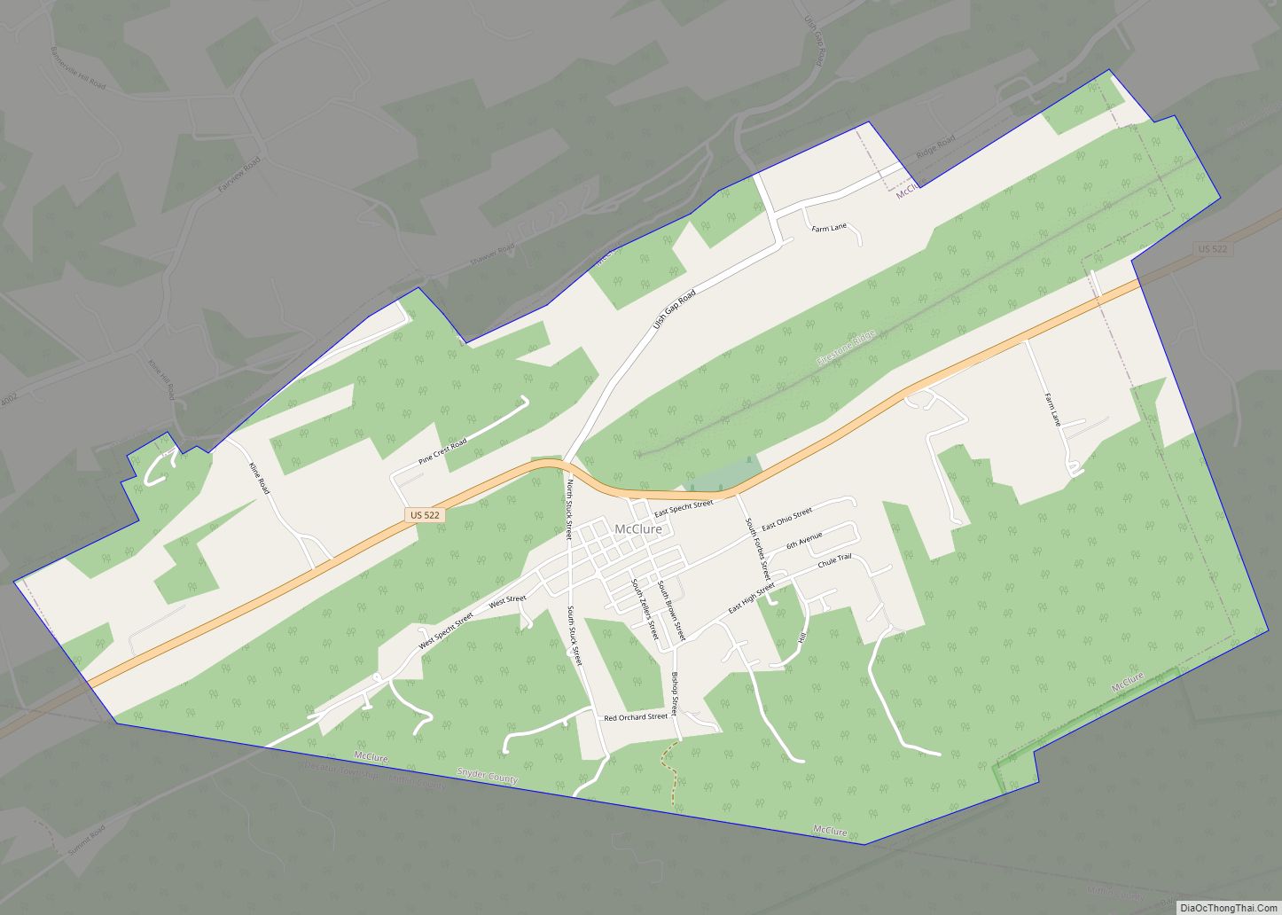 Map of McClure borough, Pennsylvania