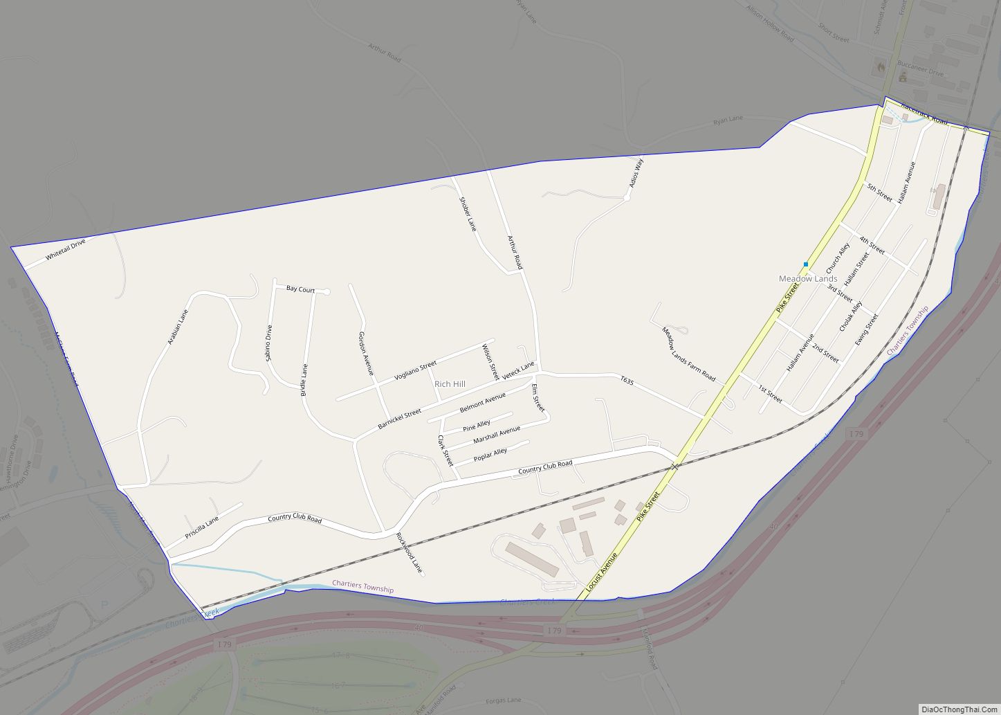 Map of Meadowlands CDP, Pennsylvania