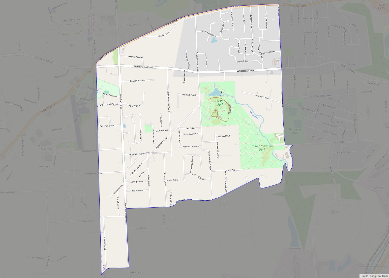 Map of Meridian CDP, Pennsylvania