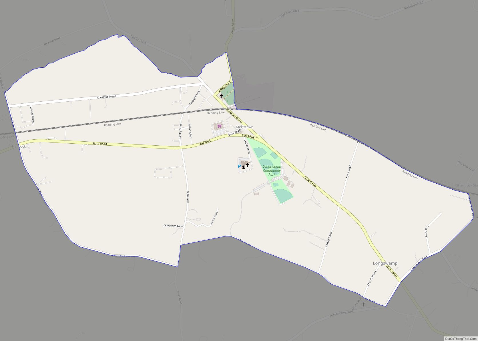 Map of Mertztown CDP - Thong Thai Real