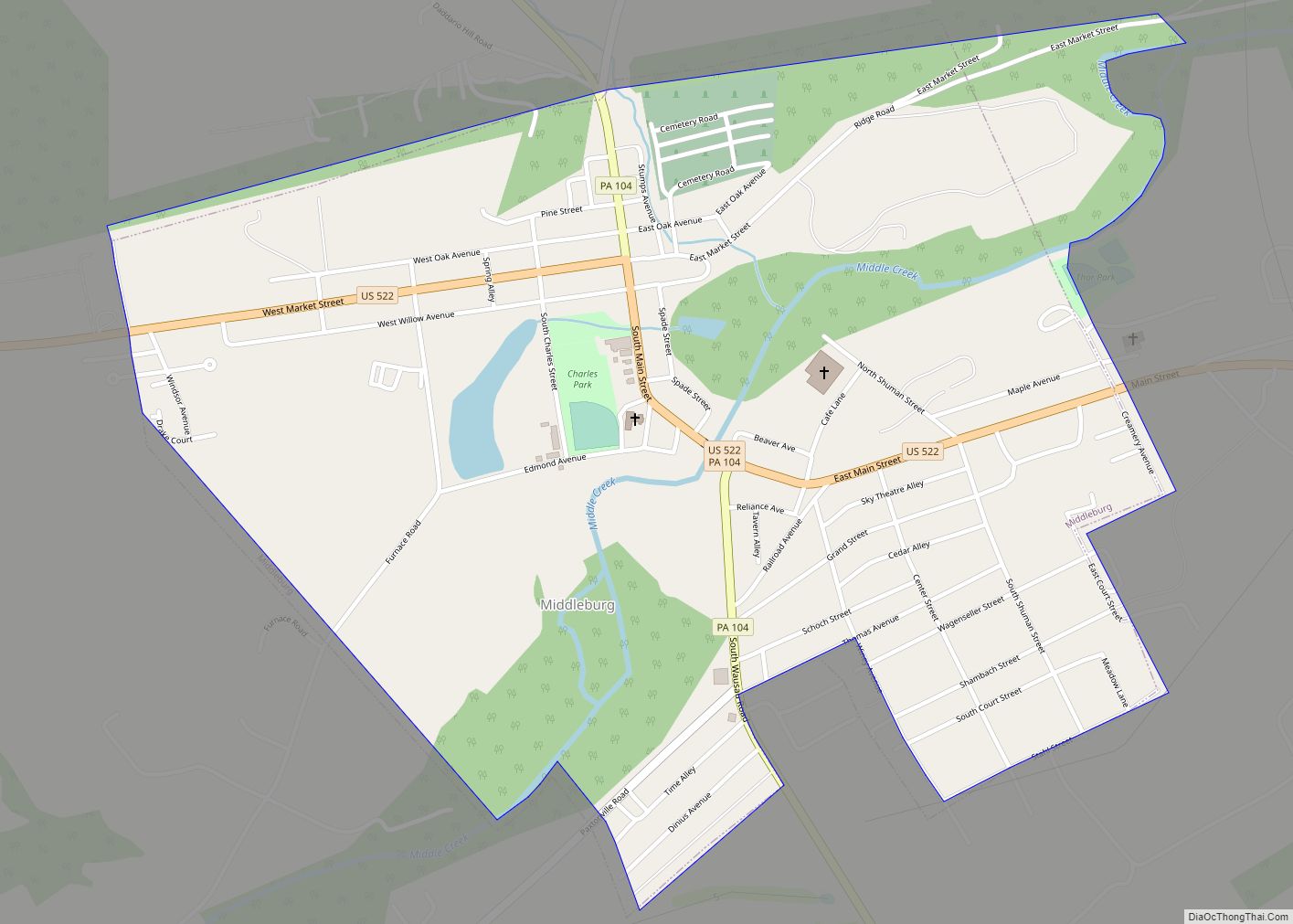 Map of Middleburg borough, Pennsylvania