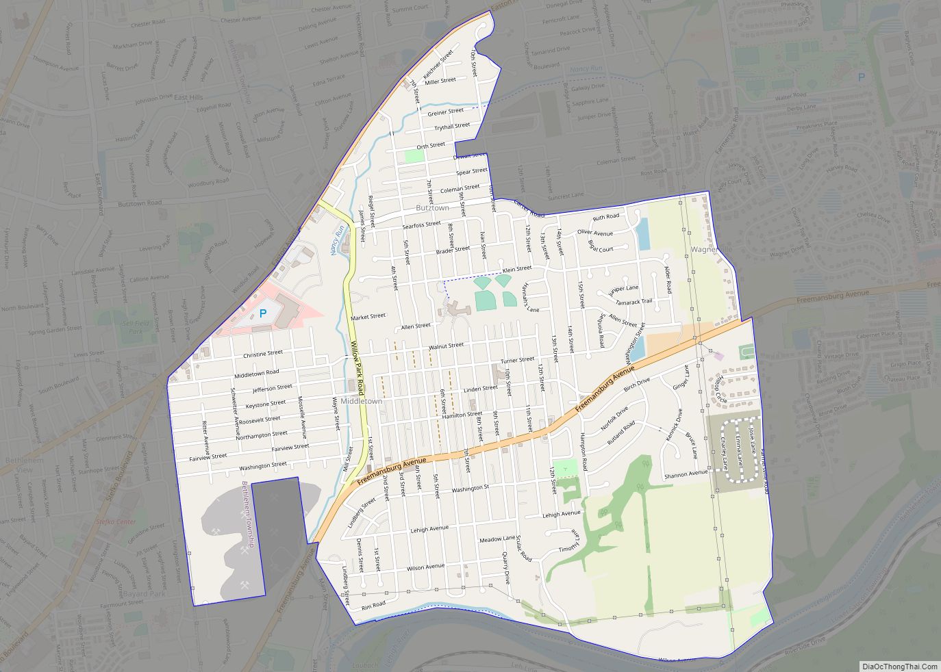 Map of Middletown CDP, Pennsylvania