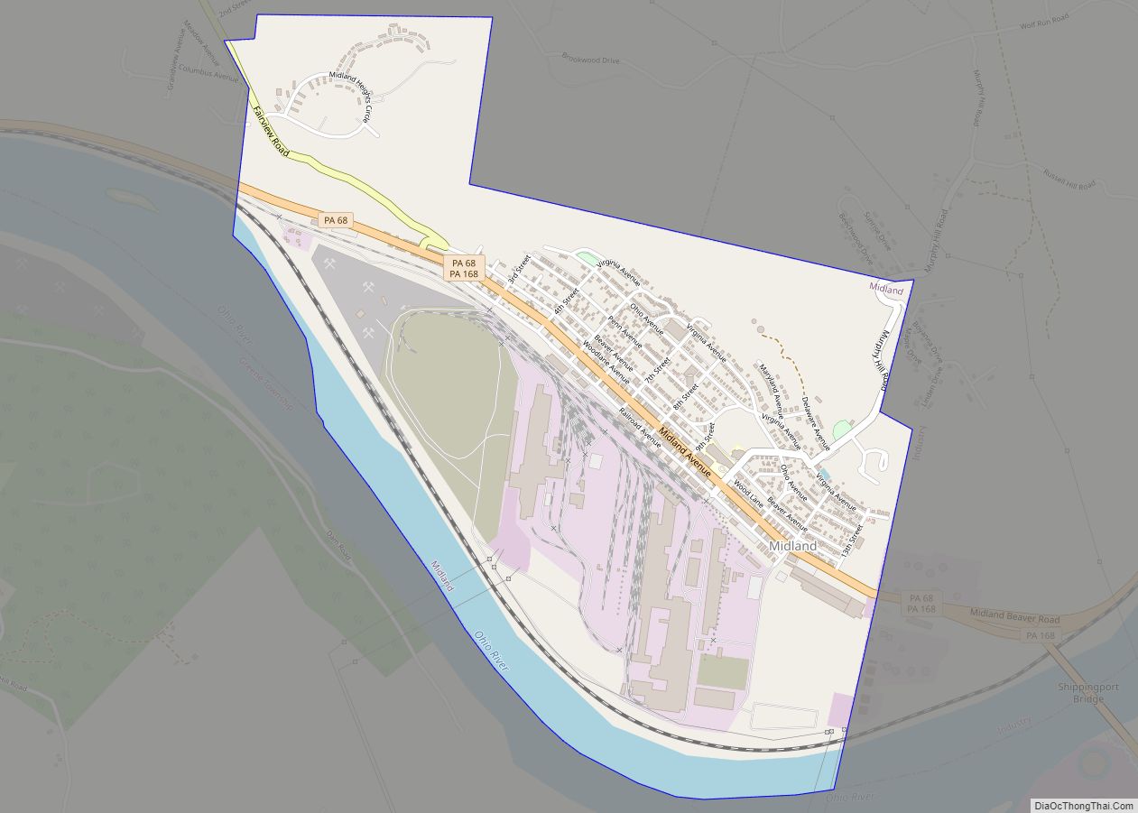 Map of Midland borough, Pennsylvania