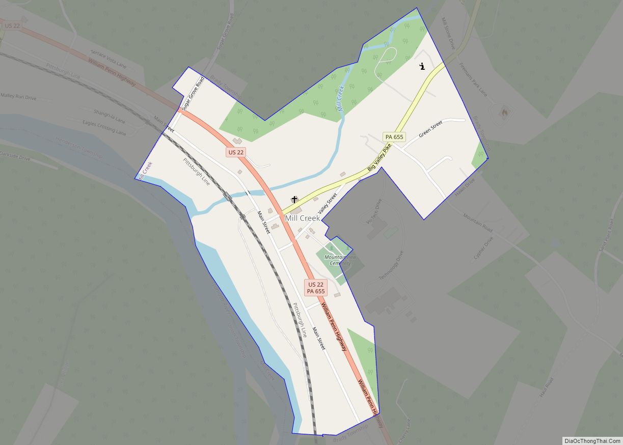 Map of Mill Creek borough, Pennsylvania