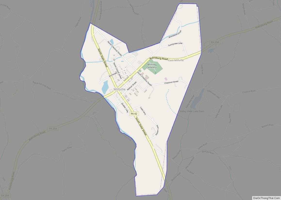 Map of Millville borough, Pennsylvania