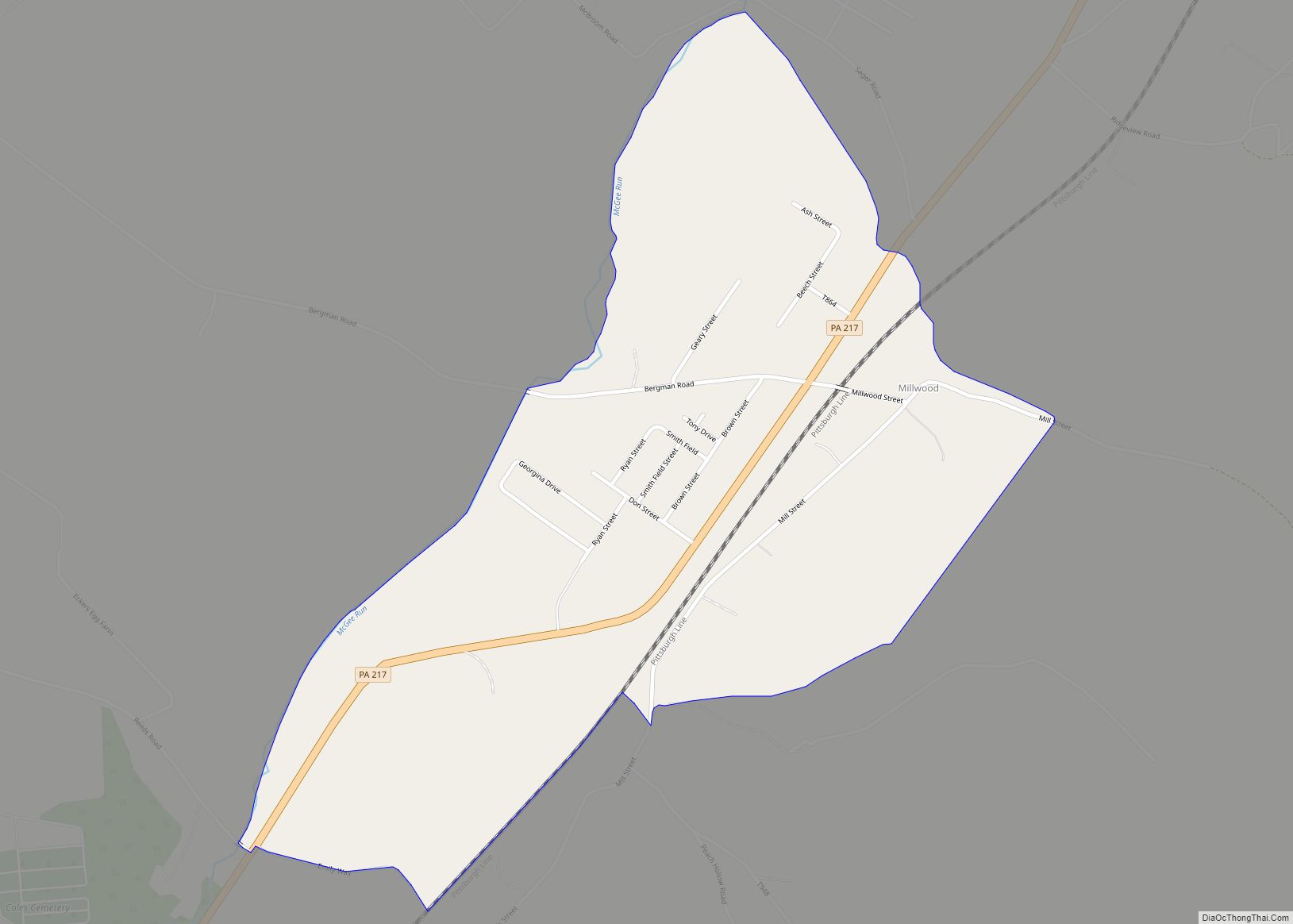 Map of Millwood CDP, Pennsylvania