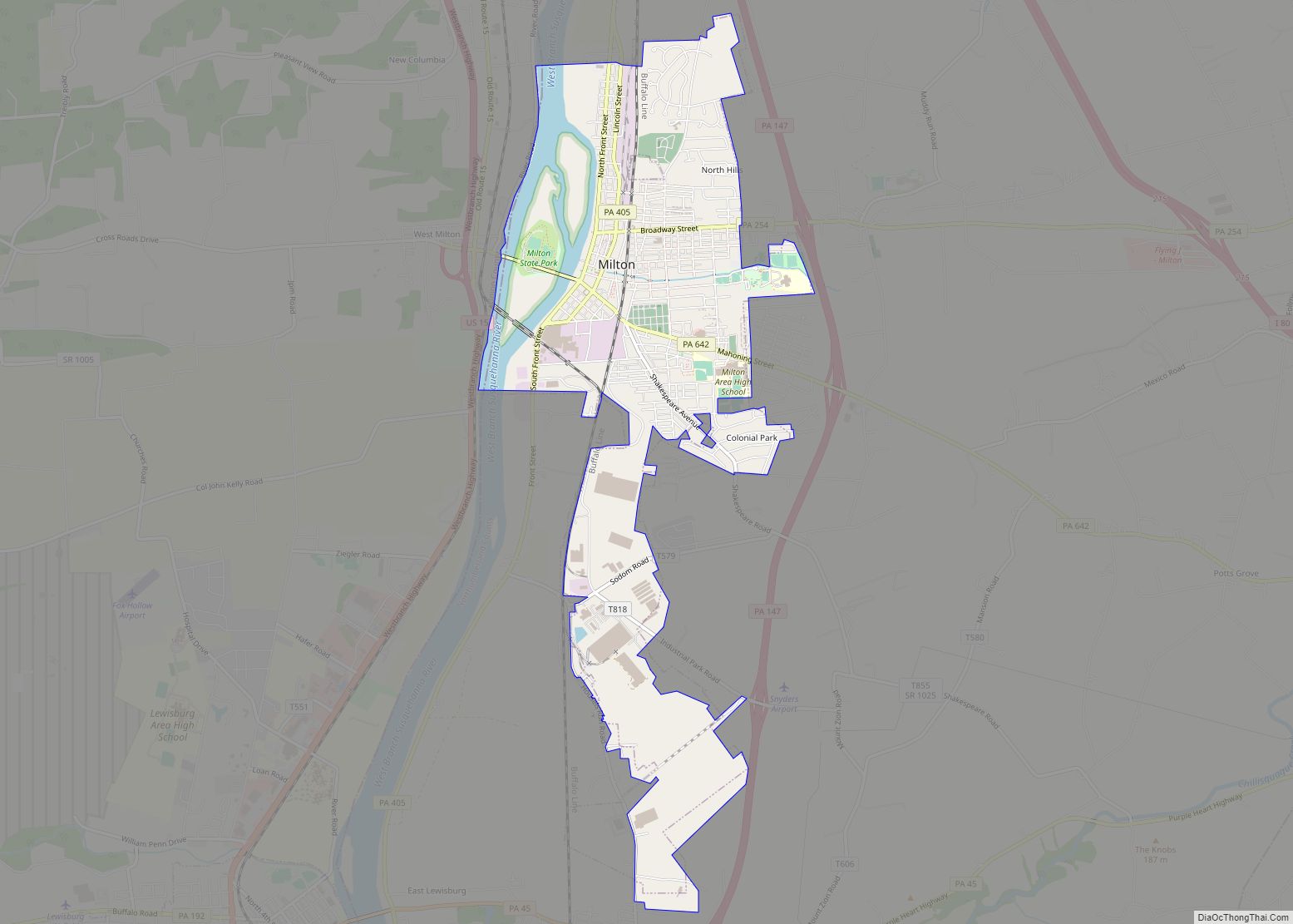 Map of Milton borough, Pennsylvania