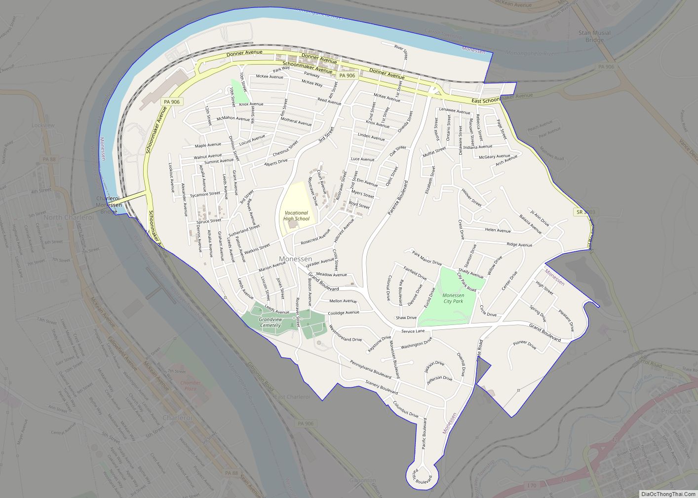 Map of Monessen city