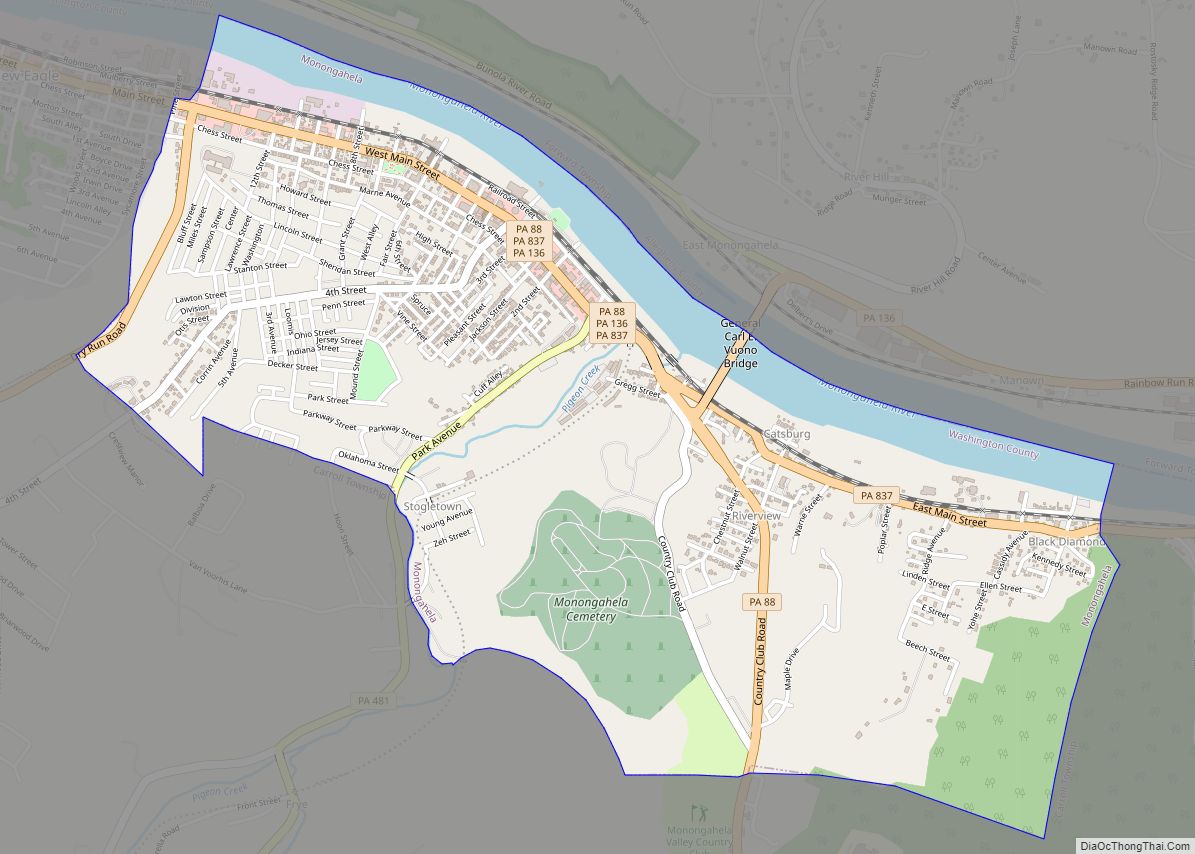 Map of Monongahela city