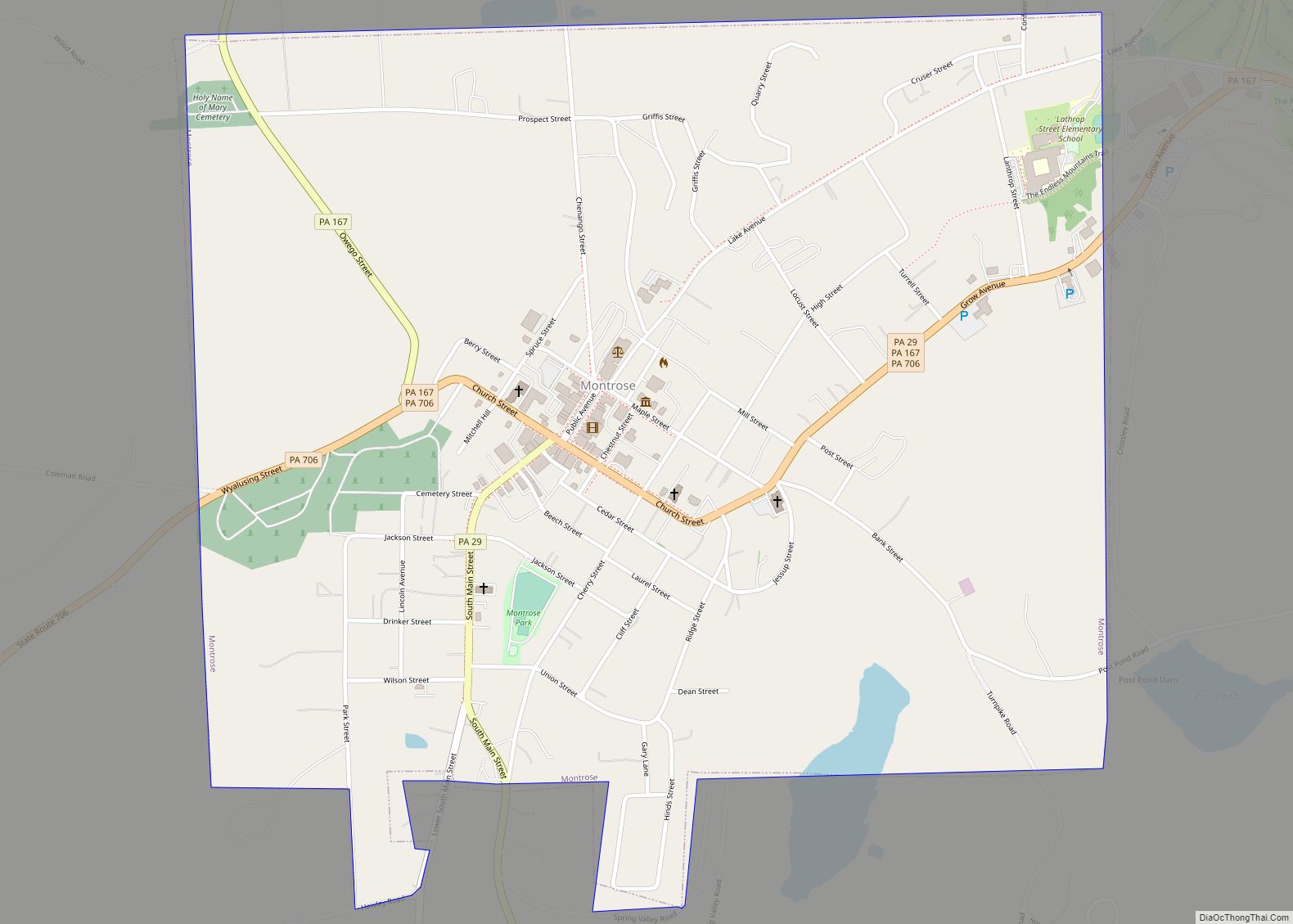 Map of Montrose borough, Pennsylvania