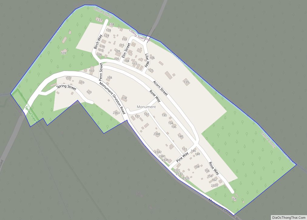 Map of Monument CDP, Pennsylvania