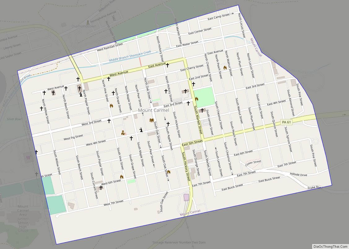 Map of Mount Carmel borough, Pennsylvania