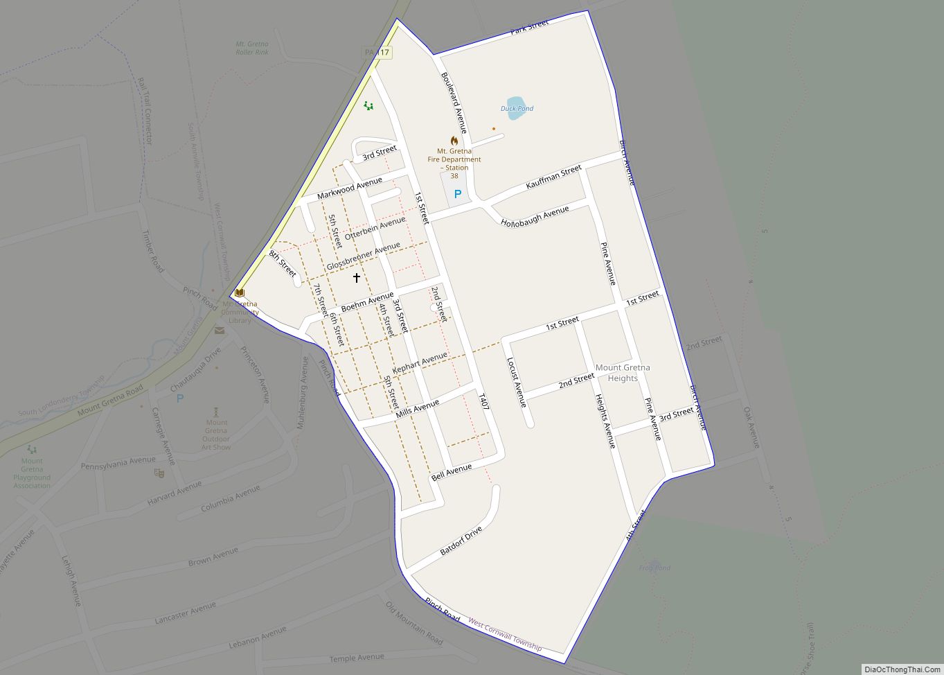 Map of Mount Gretna Heights CDP