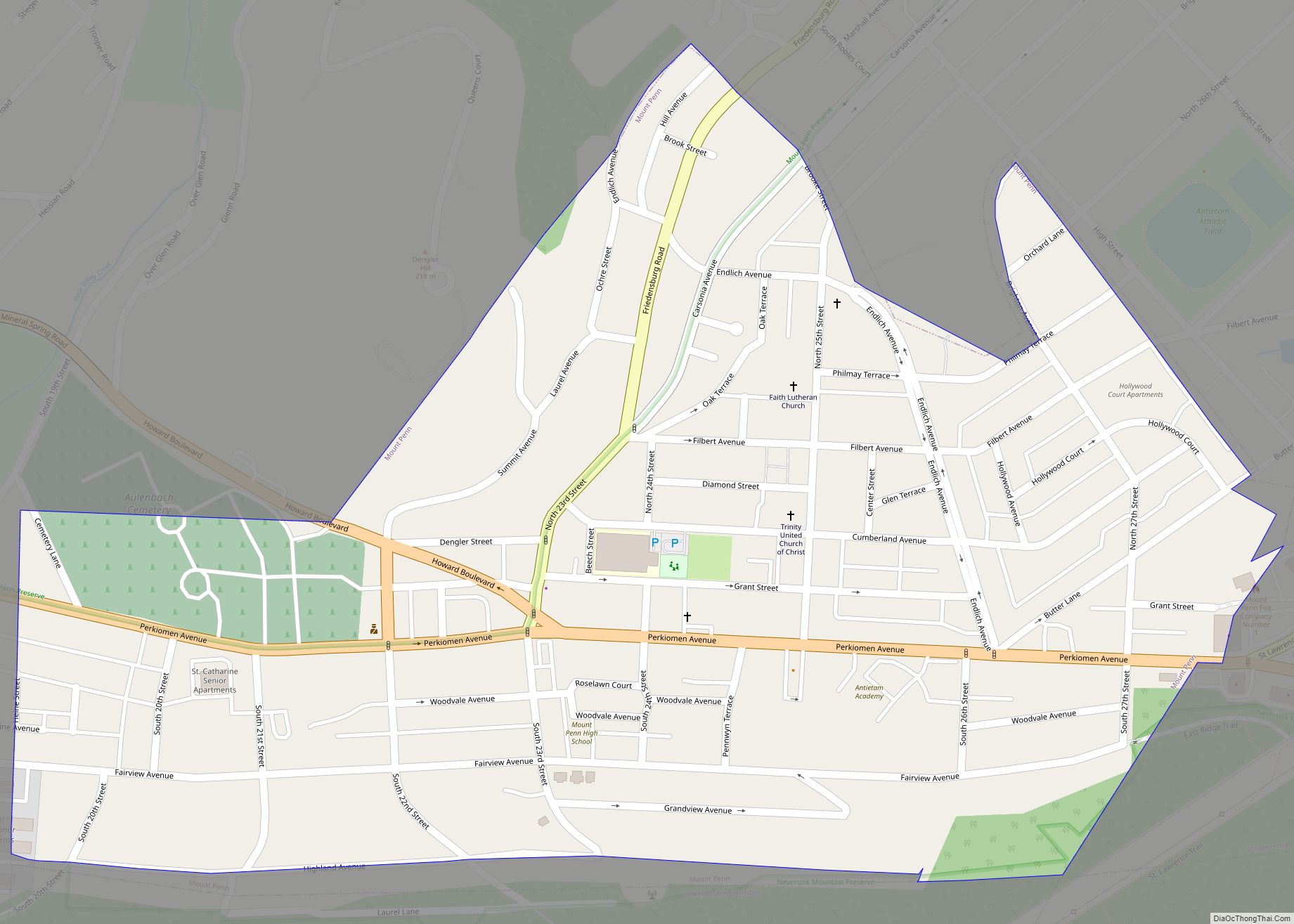 Map of Mount Penn borough