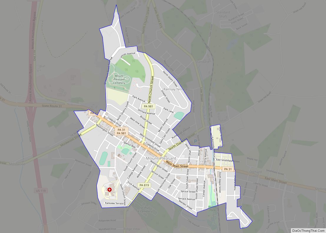 Map of Mount Pleasant borough, Pennsylvania