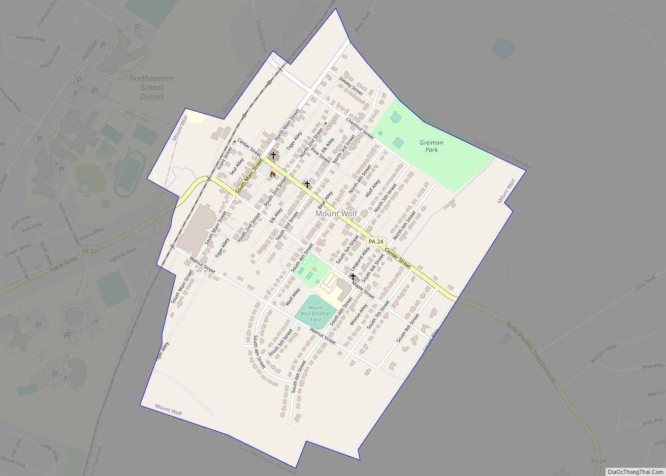 Map of Mount Wolf borough