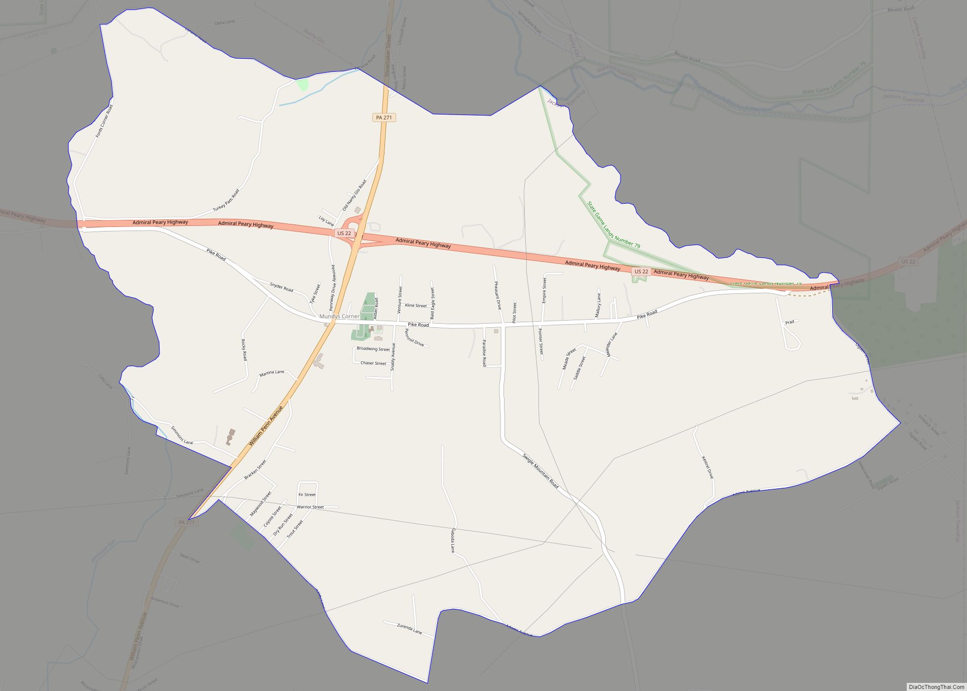 Map of Mundys Corner CDP