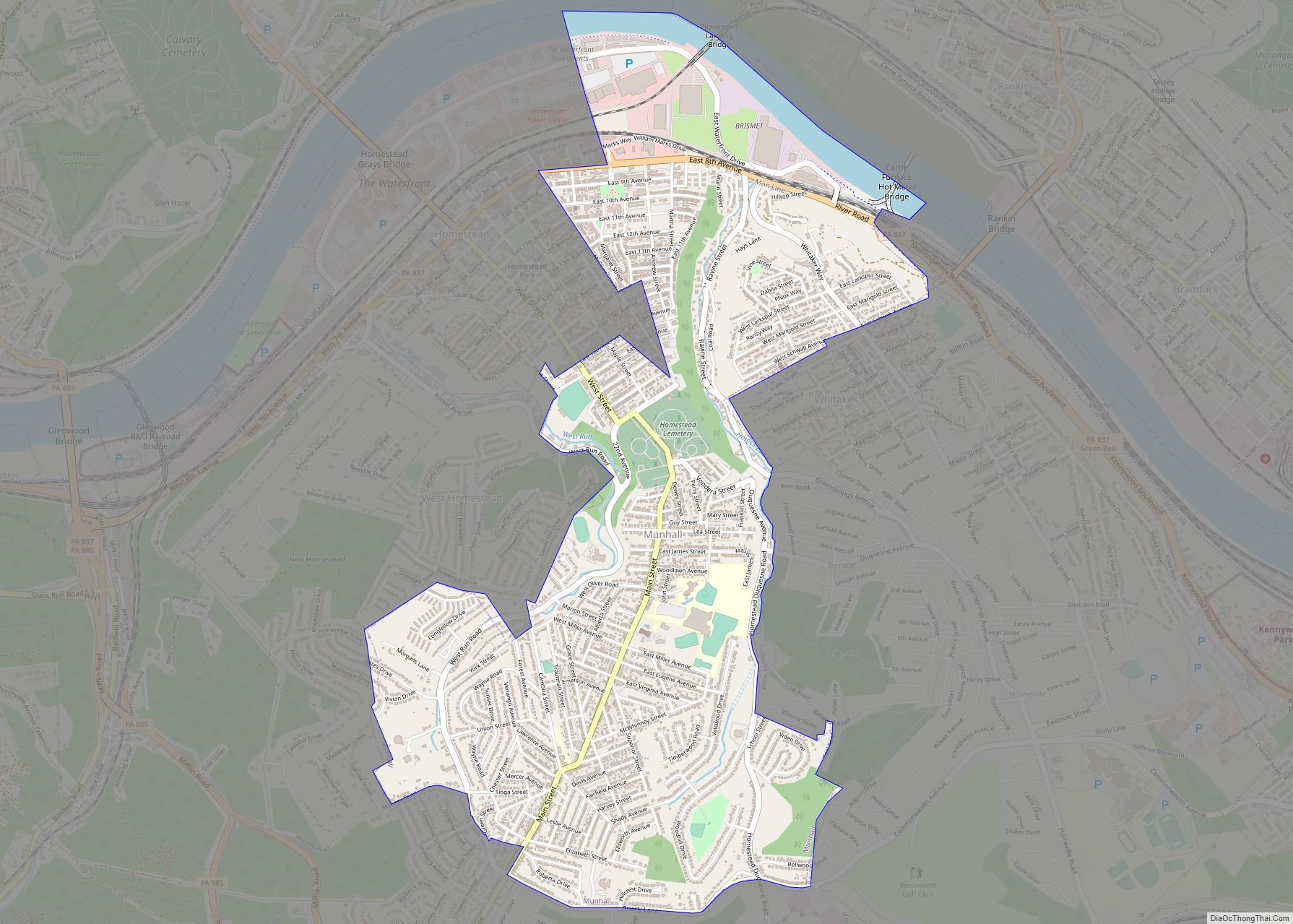 Map of Munhall borough