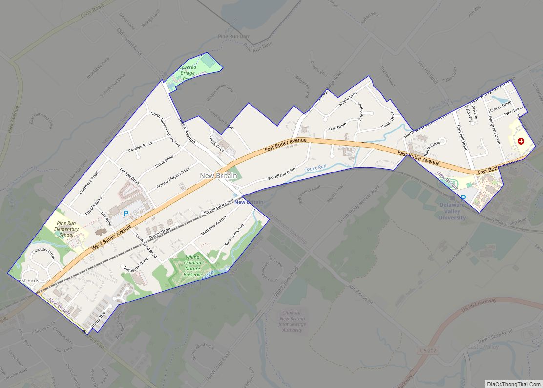 Map of New Britain borough, Pennsylvania