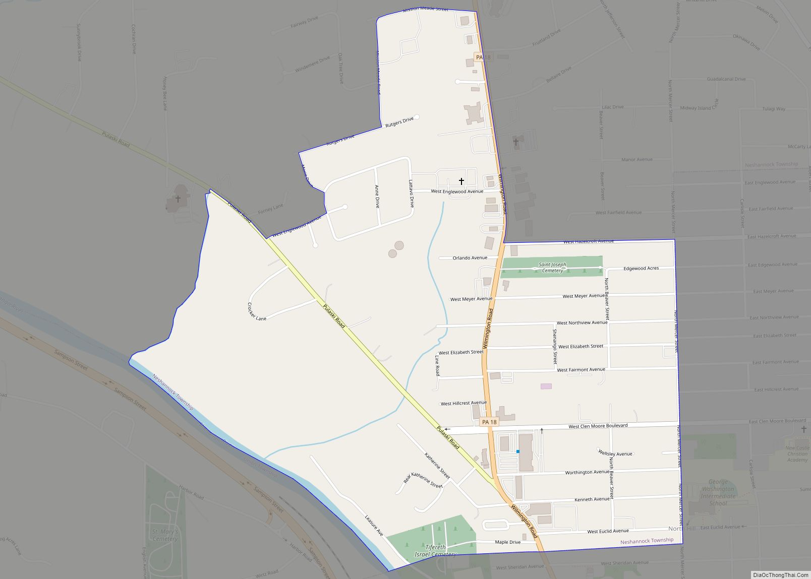 Map of New Castle Northwest CDP