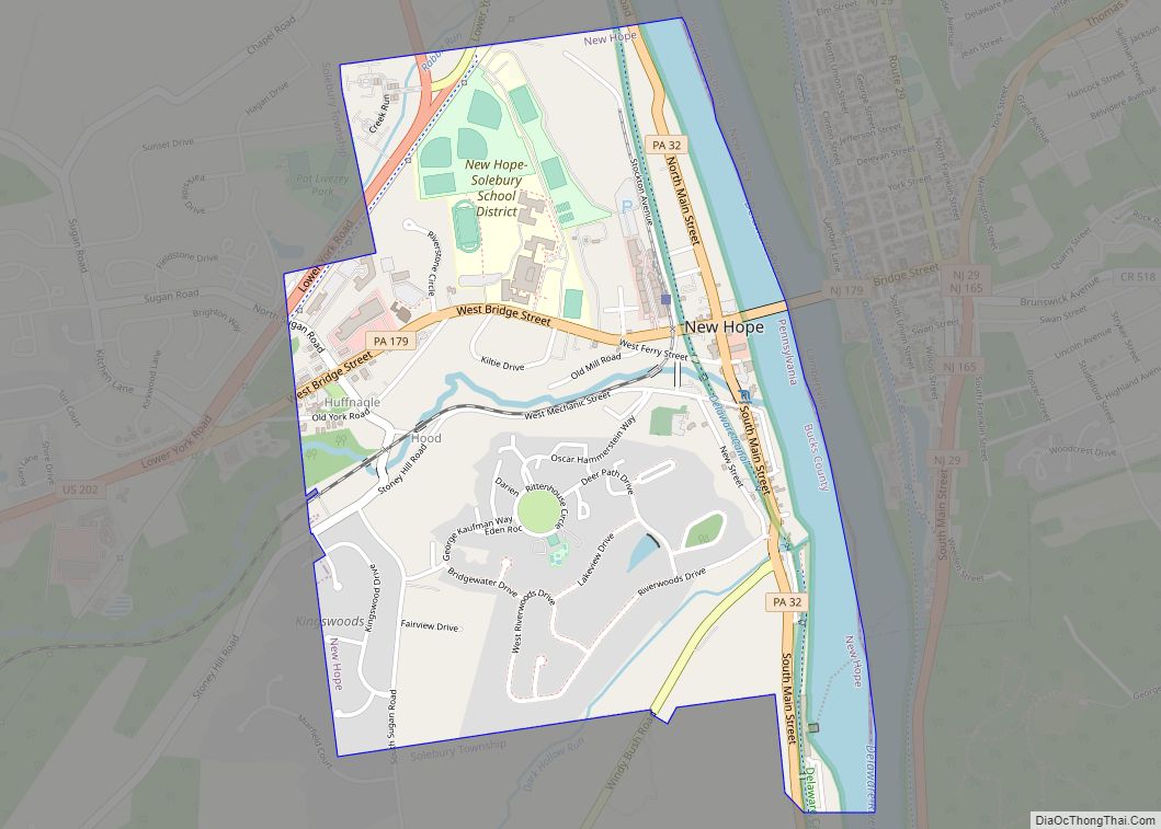 Map of New Hope borough, Pennsylvania