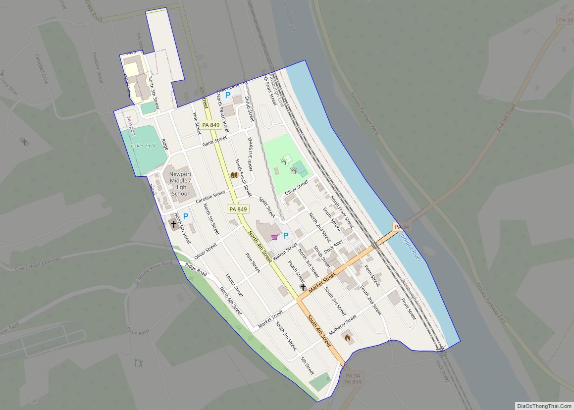 Map of Newport borough, Pennsylvania