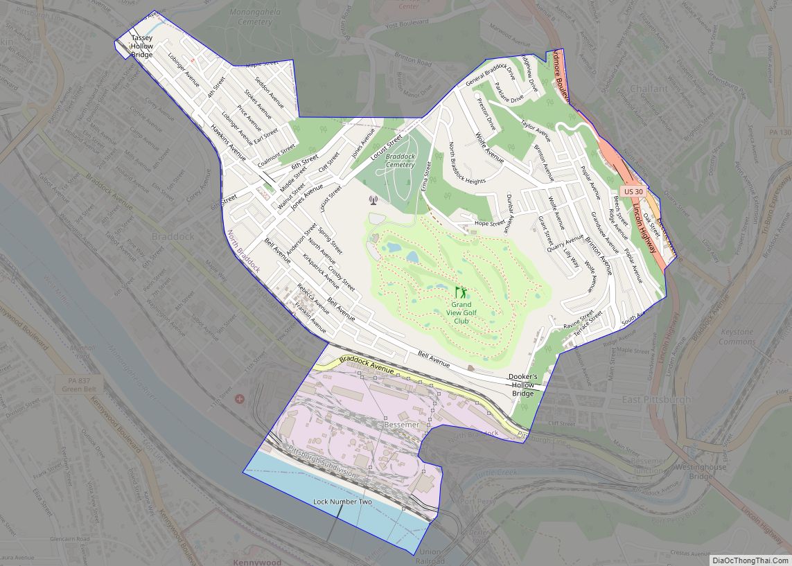 Map of North Braddock borough