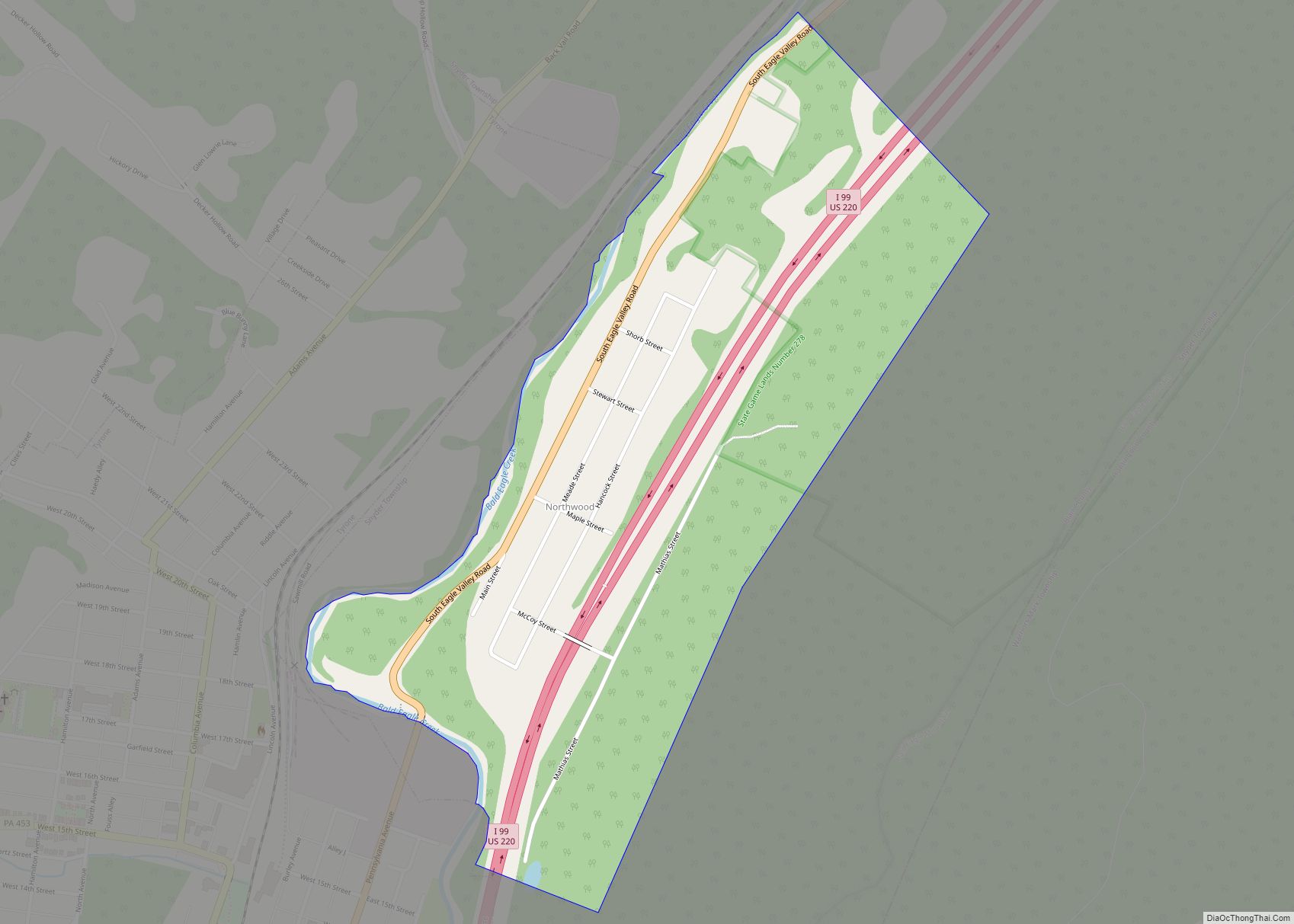 Map of Northwood CDP, Pennsylvania