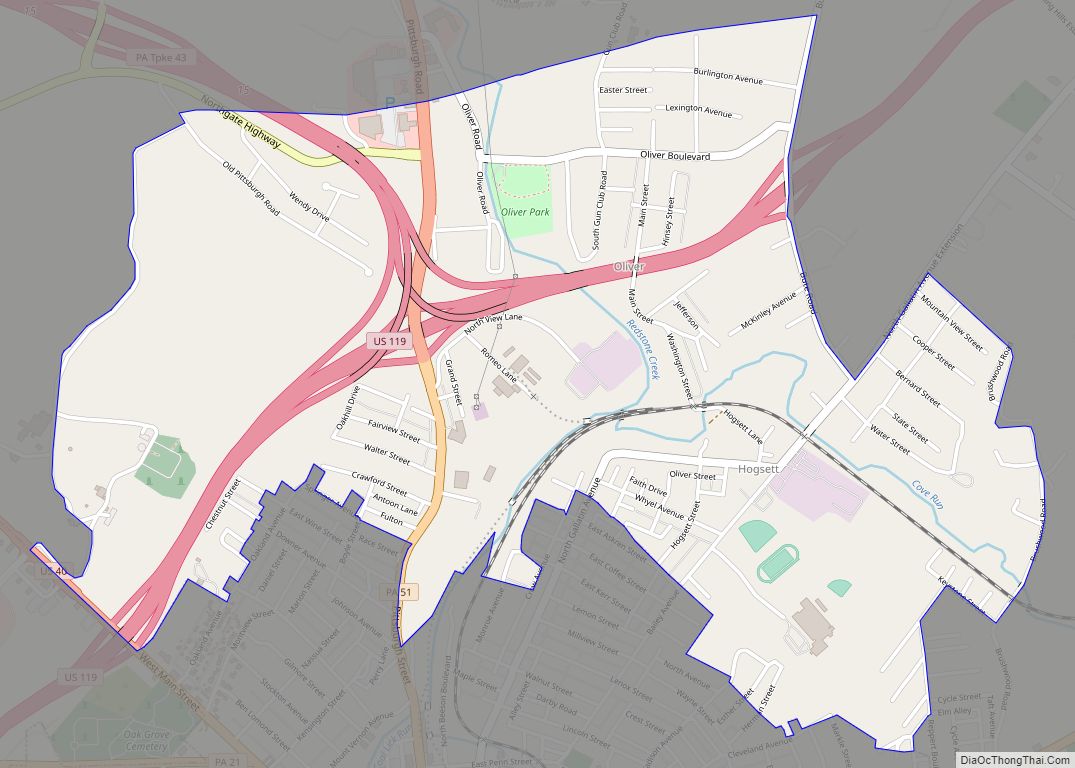 Map of Oliver CDP, Pennsylvania